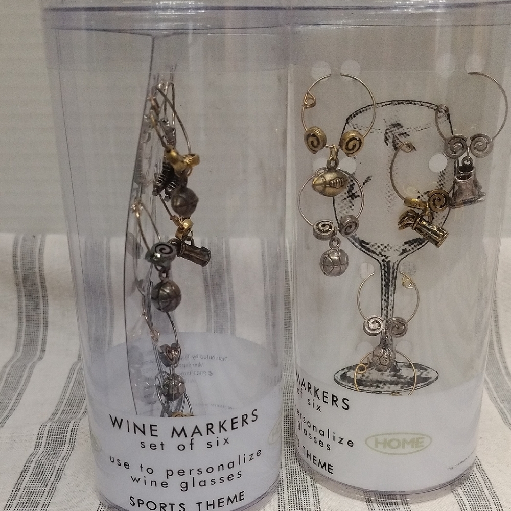 Wine Markers 2 Sets Of 6 - Gold and Silver. Sports Theme